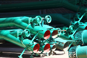 Water pump pipe with water pulling shaft pulley and engine installation area