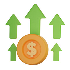 Coin with growth arrows 3D icon