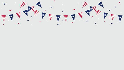 Obraz premium Seamless USA Flag Triangle Party Bunting Border Background for 4th of July Independence Day – Flat Design Illustration 
