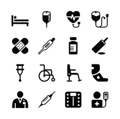 Medical equipment and healthcare symbols hospital clinic