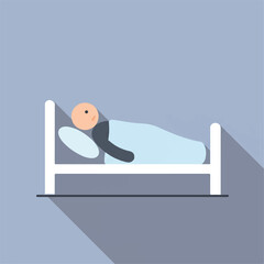 Person lying sick in bed under blue blanket. Suitable for health and medical concepts, illness, recovery, and healthcare design projects.