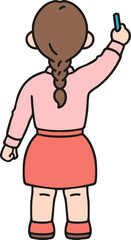 the back of a handwriting woman