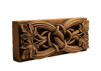 Hand-sculpted terracotta border, bold vines, tactile texture, ochre and umber tones, isolated on transparent with copy space, studio product photography concept of artisanal beauty