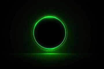 Obraz premium Bright green glowing circle on dark background