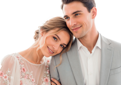 Couple shares a romantic moment during a wedding ceremony indoors with soft natural light