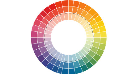 Obraz premium Circular color wheel graphic illustration showcasing vibrant hue variations and color theory