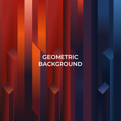 Abstract geometric background with red and blue gradient 3D-like shapes, modern minimal design.