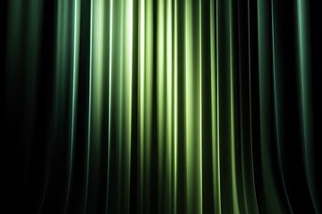 Dark green curtains with glowing vertical lines