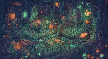 Obraz premium a dark room filled with lots of different objects