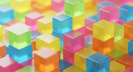 Obraz premium Abstract vibrant cubes in a playful array of bright translucent colors and light.