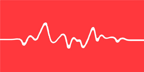 A continuous red heart beat cardiogram on a medical monitor illustrates health and life with a constant pulse wave