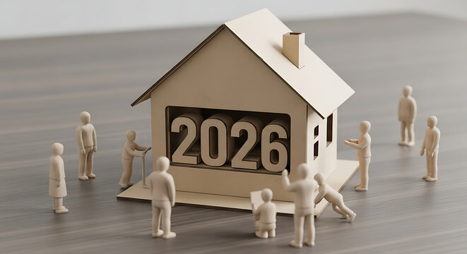 Conceptual image of community and family planning for a new home in 2026, symbolizing future real estate goals and housing dreams - Powered by Adobe