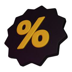 Black Friday Percent Badge 3D Icon