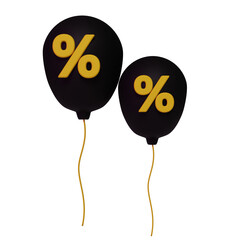 Black Friday Percent Balloons 3D Icon