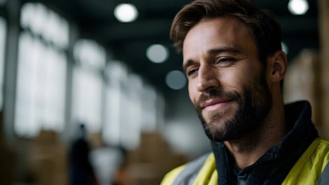 Warehouse worker with RFID identification technology