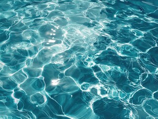 Obraz premium Turquoise pool water surface with ripples and light reflections