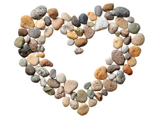  Heart-shaped frame with sea stones white background