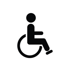 Black and white illustration of a person in a wheelchair, representing accessibility and disability.