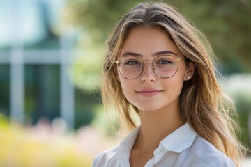 Close-up portrait of young man in the office, looking surprised at the camera through a magnifying glass, expressing curiosity or shock at something he has discovered, Generative AI