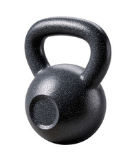 Fototapeta premium Kettlebell Closeup: A studio shot of a black kettlebell against an unblemished background, emphasizing its smooth design, strength-focused function, and essential role in modern fitness routines.