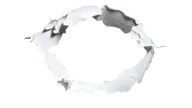 Abstract circular shape with rough edges isolated on transparent background