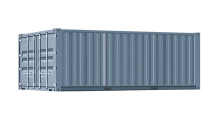 Isolated grey container illustration, shipping and freight concept on a white background ready for logistic work and international trading