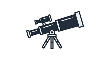 Observing the Universe: A Stylized Telescope Illustration for Astronomy Enthusiasts and Educational Purposes, simple style line art design