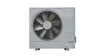 Gray Heat Pump System Compressor Unit Isolated on White - Cooling, Ventilation, & Air Conditioning