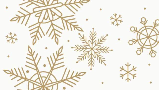 Elegant gold snowflake pattern on a clean white background for winter holiday celebrations