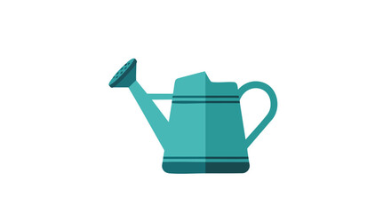 Teal Watering Can Illustration: Symbol of Nurturing Growth and Essential Gardening Tool Depiction on White Backdrop