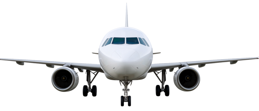 Airborne Majesty: A pristine airplane poised mid-air, wings extended, a symbol of boundless travel possibilities against a clear sky.