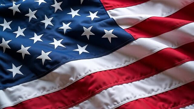 Stunning close-up of the American flag waving majestically, capturing patriotic pride and national spirit.