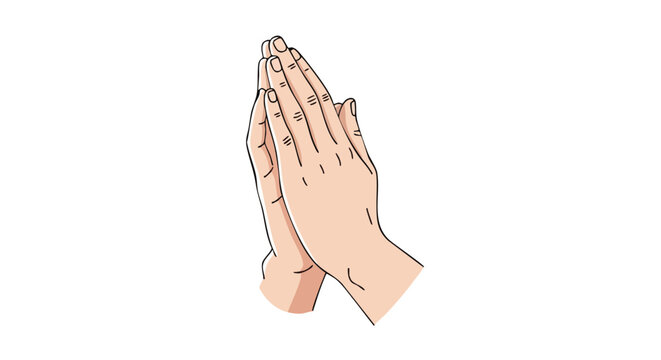 Devout supplication: Intertwined hands in reverence, invoking serenity and spiritual connection with hope for better days ahead drawing illustration - Powered by Adobe