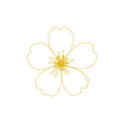 Naklejka premium Golden flower outline vector illustration