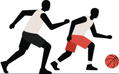 Basketball players silhouette action