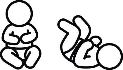 Simple baby poses line art icon