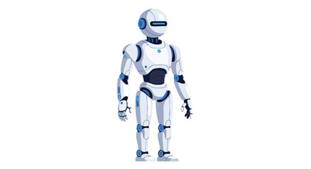 Sleek humanoid robot standing tall, integrating advanced tech and a friendly aesthetic for future applications and technological advancements