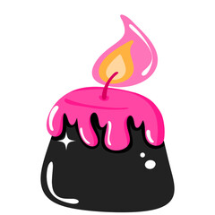 Pink Black Candle Illustration, Cute Dripping Wax Candle Clipart, Whimsical Fantasy Candle Art, Hand Drawn Decorative Element PNG