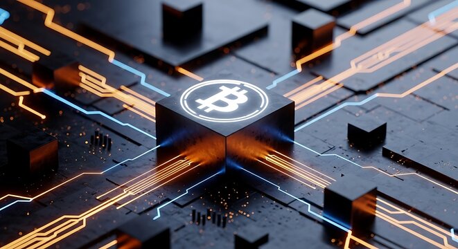 Bitcoin Cryptocurrency Circuit Board Concept blockchain