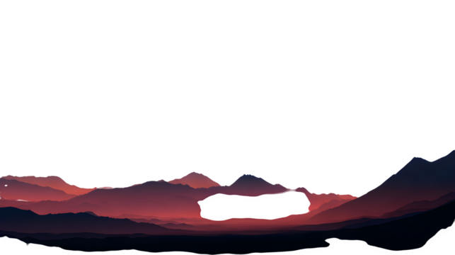 Mountain Range with Dark Silhouette, isolated on transparent background