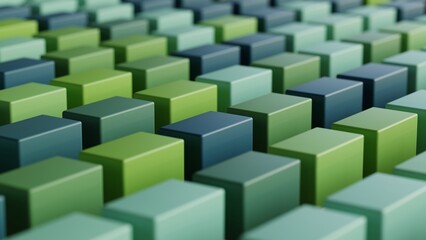 Green 3D Geometric Blocks Abstract Background