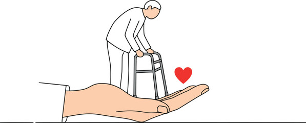 Elderly care helping hand support compassion