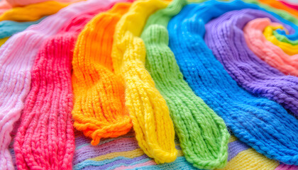 Colorful Knitted Socks in Rainbow Pattern Vibrant Textured Warmth