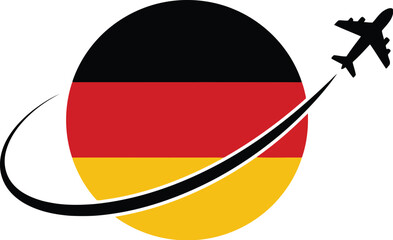 Obraz premium Germany travel icon airplane flight path