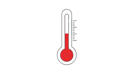 Isolated thermometer illustration indicating an elevated temperature for medical concepts and weather related designs on plain background