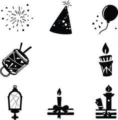 Fototapeta premium Celebration party elements vector illustration set for birthday new year christmas and special occasion 100