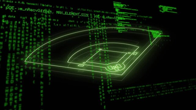 Animation of data processing over baseball pitch
