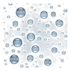 Close up of water droplets on a dark surface isolated on transparent background