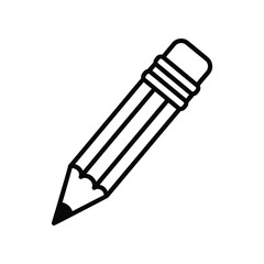Pencil Icon Simple Line Drawing of a Writing Tool