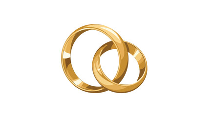 Golden Intertwined Rings Symbolizing Commitment and Eternal Love for Marriage Vows Celebration on White Background, Illustrative Design
